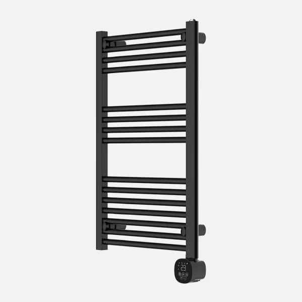 Electric Towel Rail Scuti Black 500w 3 modes Touch Display Anti-ice Timer 89x52x9cm