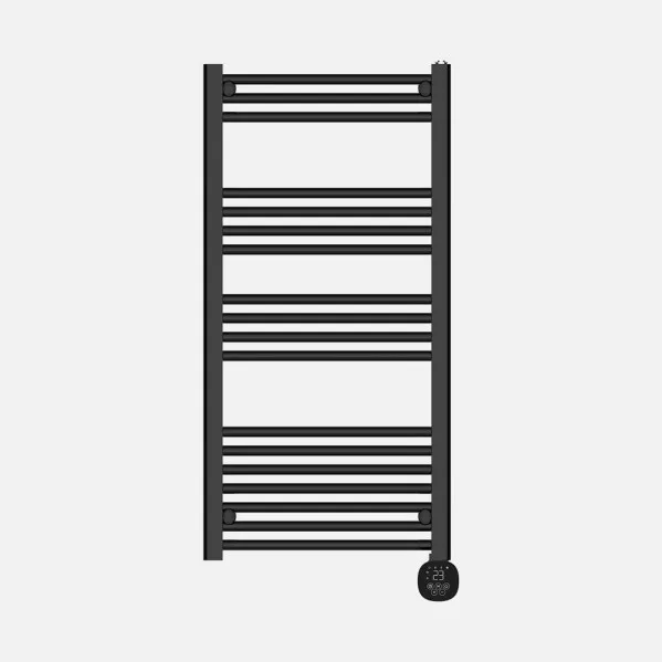 Electric Towel Rail Scuti Black 750w 3 modes Touch Display Anti-ice Timer 109x52x9cm