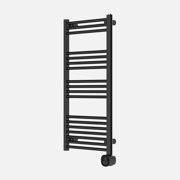 Electric Towel Rail Scuti Black 750w 3 modes Touch Display Anti-ice Timer 109x52x9cm