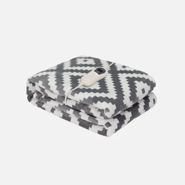 Electric Blanket Tejada Ethnic Grey/White 120w 160x120cm 3 Levels, Auto Shut-off, Removable, Washable