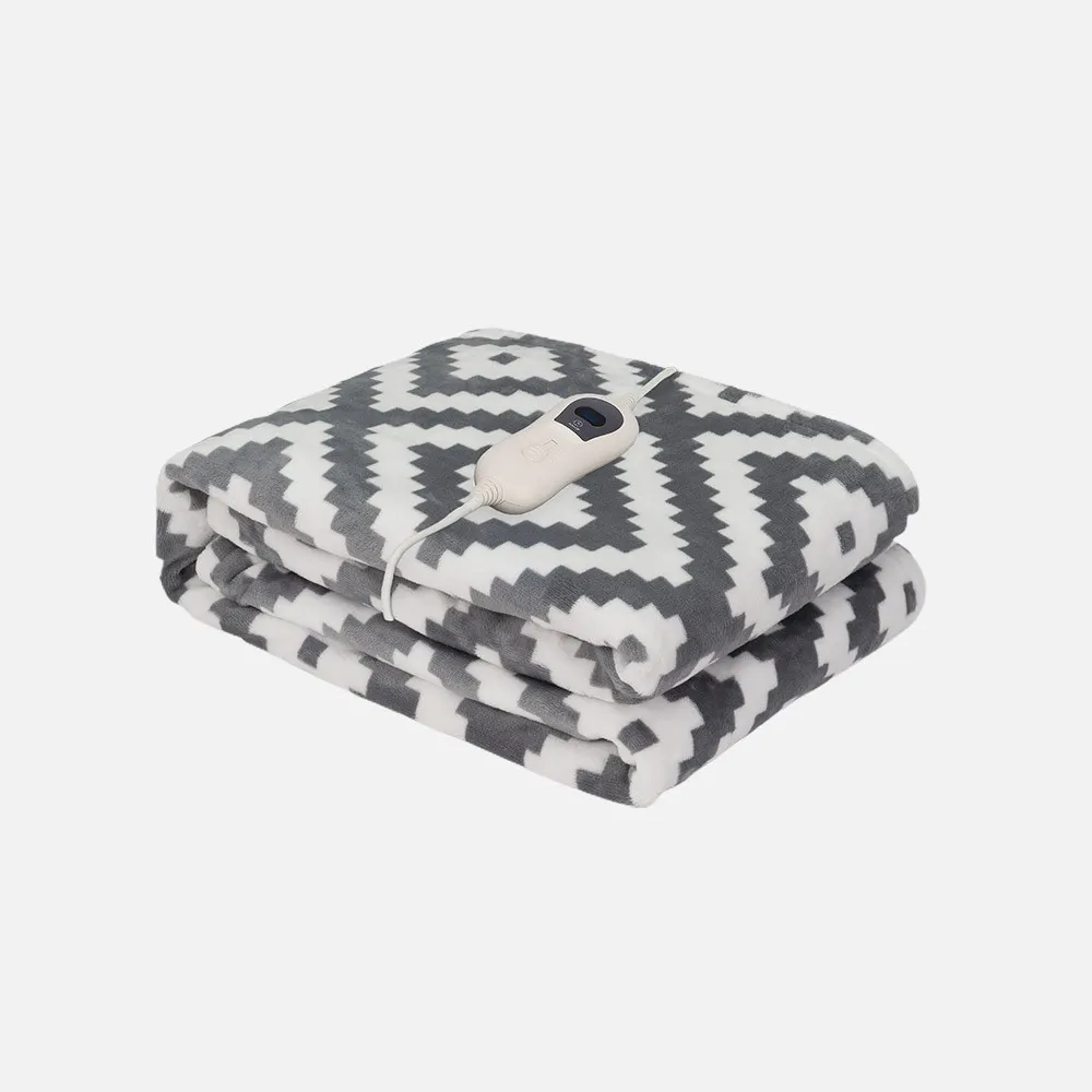 Manta Elect.Tejada Etnico Gris/blanco 120w 160x120cm 3 Niveles,autoapagado,desmontable,lavable