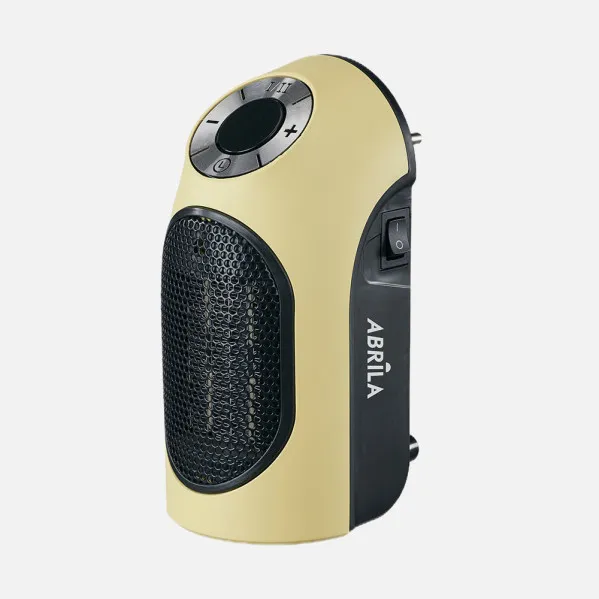 Mini ceramic PTC fan heater Golfo 500w Yellow/black, dimmable temp., timer, safety cut-out 17,2x8,9x12,8