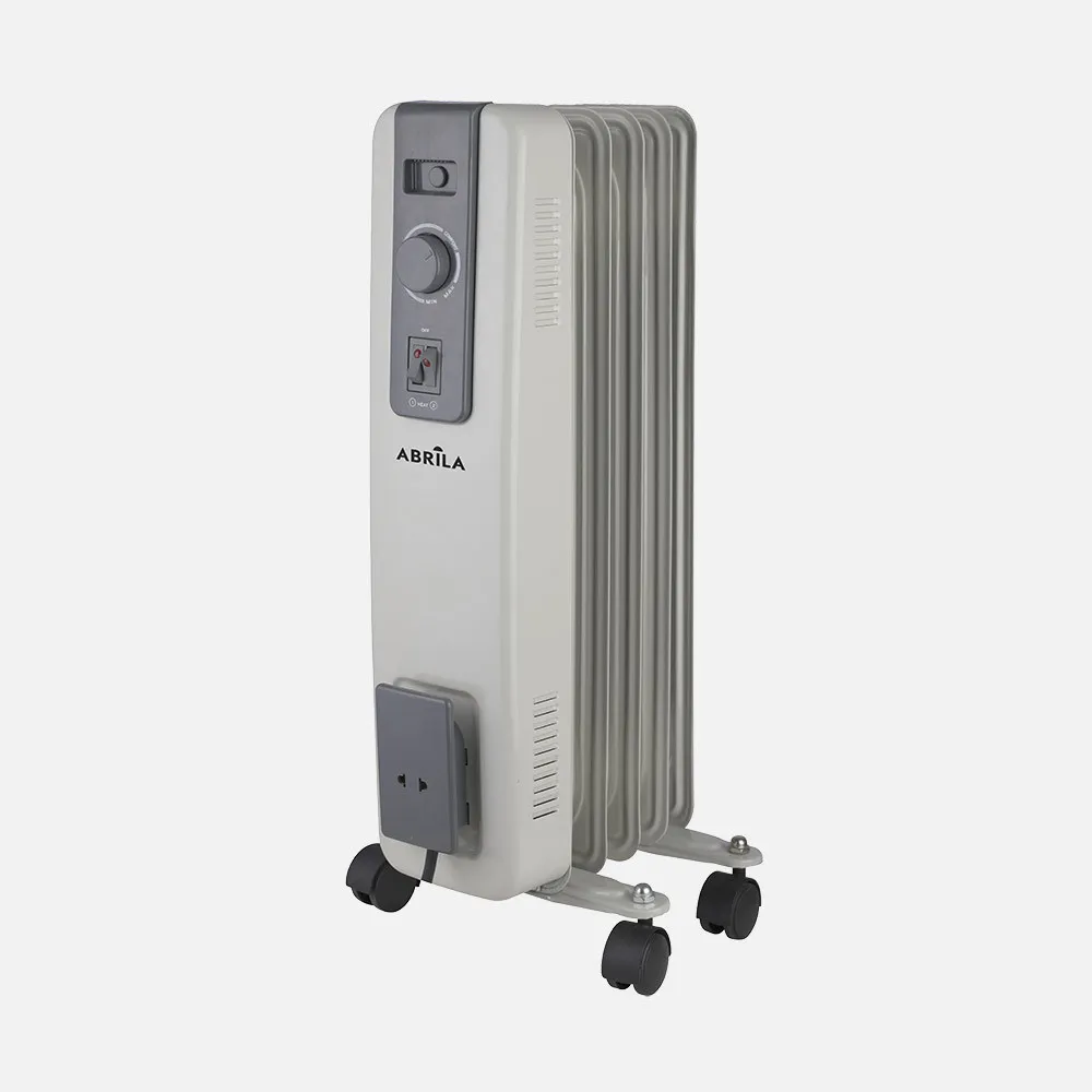 Radiador Aceite Acebuche 1000w Gris 3pot.5elem.antivuelco, Termost.ajust.proteccion Seg.54,5x24,5x24cm