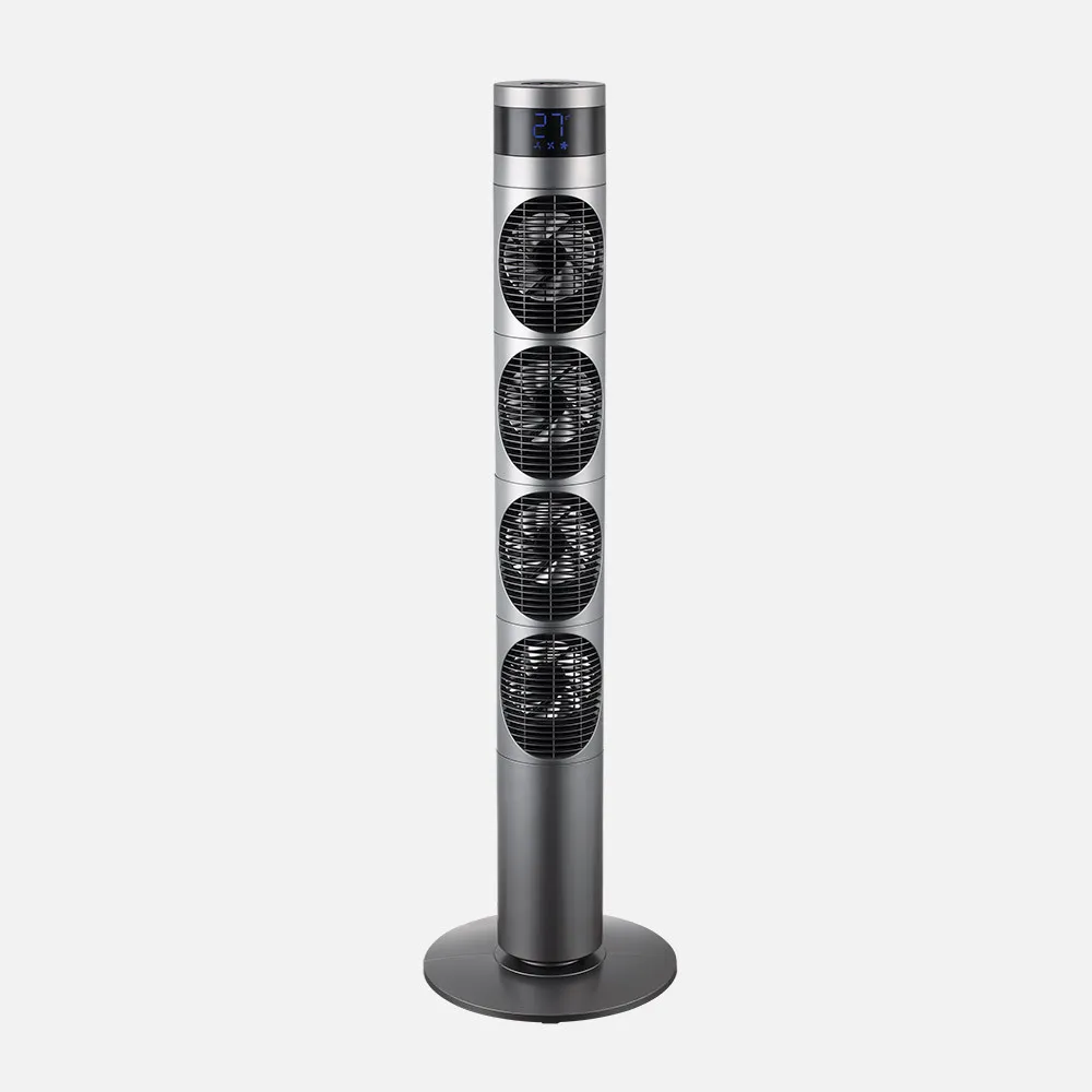Ventilador Torre Mombuey Gris 3vel 25w 4ventiladores Dc Fijo Y Rotatorio,orientable,temporizador12h 117x34x34cm