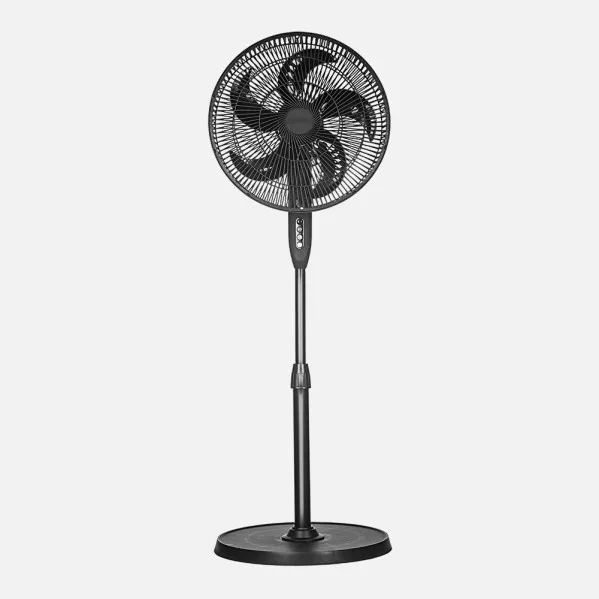 Ventilador De Pie Siluro Negro 3vel 50w 5asp Fijo Y Rotatorio Regx42x42cm