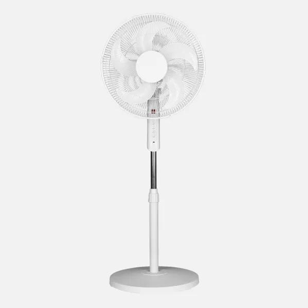 Liberty White Pedestal Fan 3speed 45w 5blades  Fixed And Rotary With Remote And Timer Adj.x43x43cm