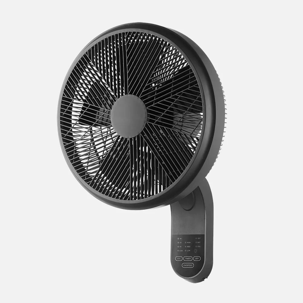 Ventilador Pared Aloha 50w Negro 3vel 5asp C/remoto Oscilante Y Orientable,temporiz.60x43x32cm