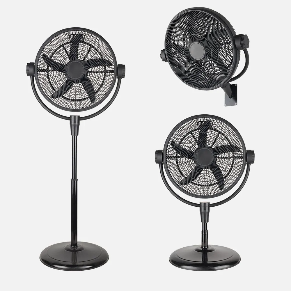 Ventilador Pie 3x1 Aifos Negro 3vel 90w 5aspas  Rotacion manual Suelo/pared/sobremesa Orientable Regx61x61cm 
