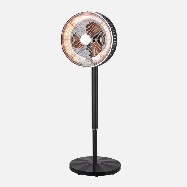 Ventilador Pie 2en1 Practico Negro Frio/calor 3asp 55w/1500w Remoto+protec.seg.temporizador,Regx35x35cm