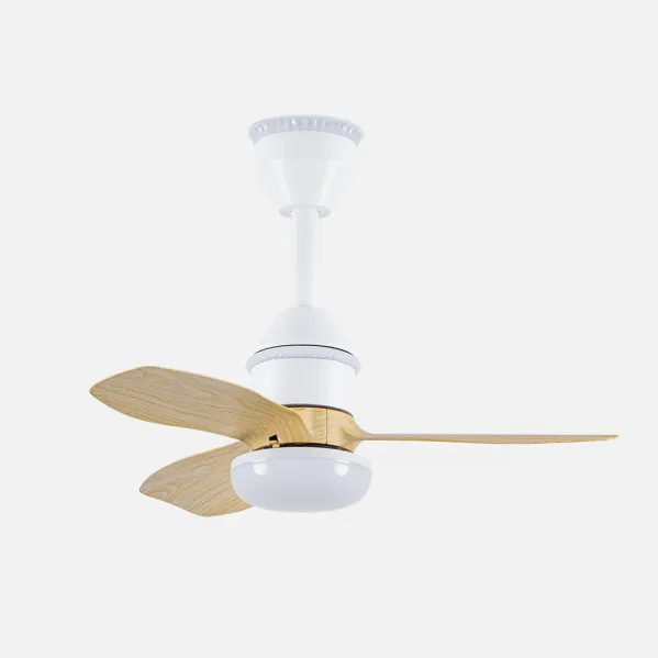 Ventilador Dc Asaf 20w 2100lm Blanco/haya 3aspas 62d 3000k-4200k-6500k Regulable Intensidad+remoto+temporizador+memoria