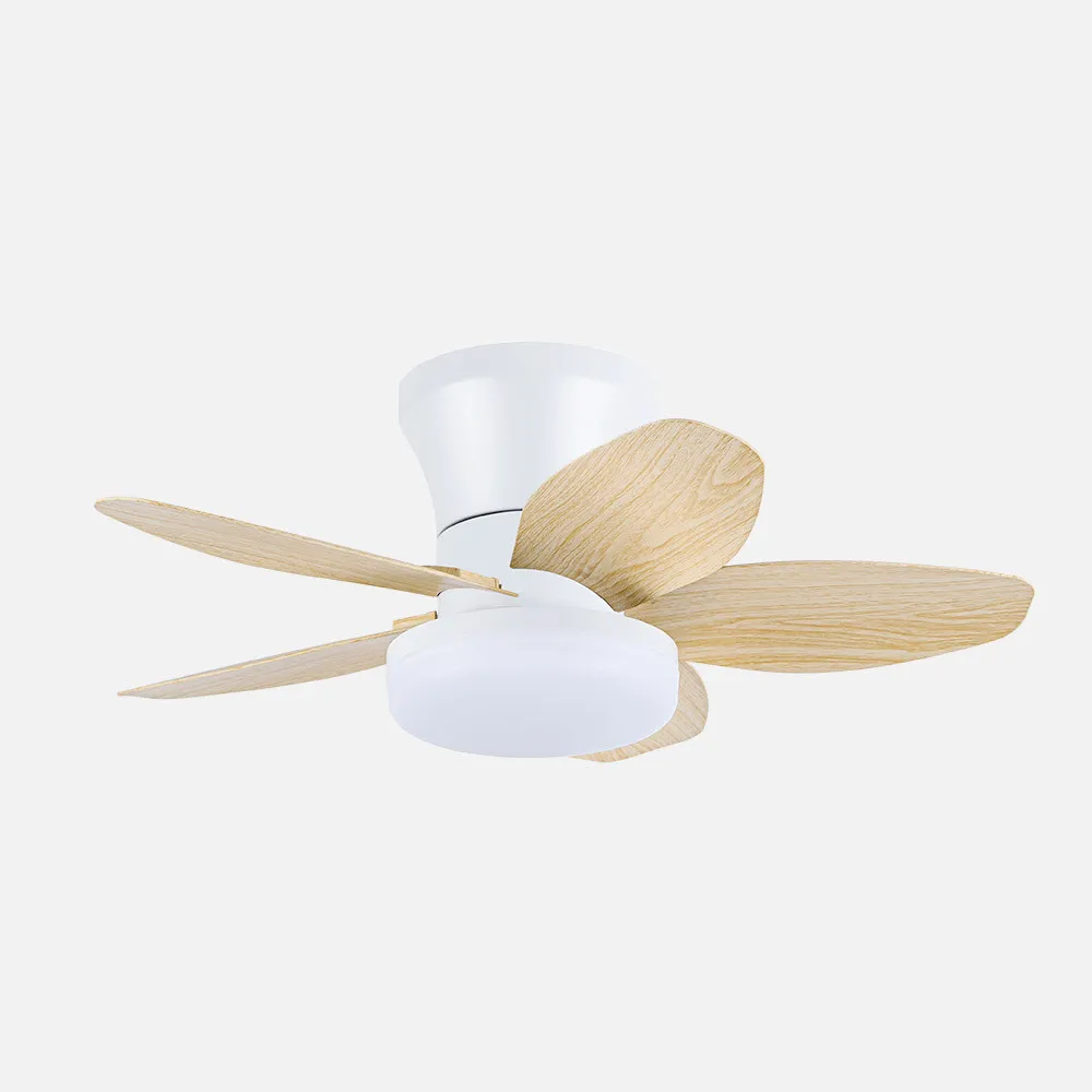 Ventilador Dc Haran 15w 1800lm Blanco/haya 5aspas 62d 3000k-4200k-6500k Regulable Intensidad+Remoto+temporizador+memoria