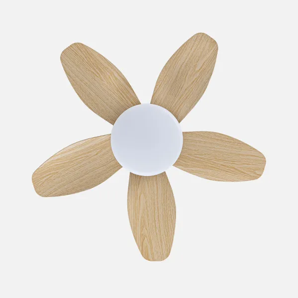 Ventilador Dc Haran 15w 1800lm Blanco/haya 5aspas 62d 3000k-4200k-6500k Regulable Intensidad+Remoto+temporizador+memoria