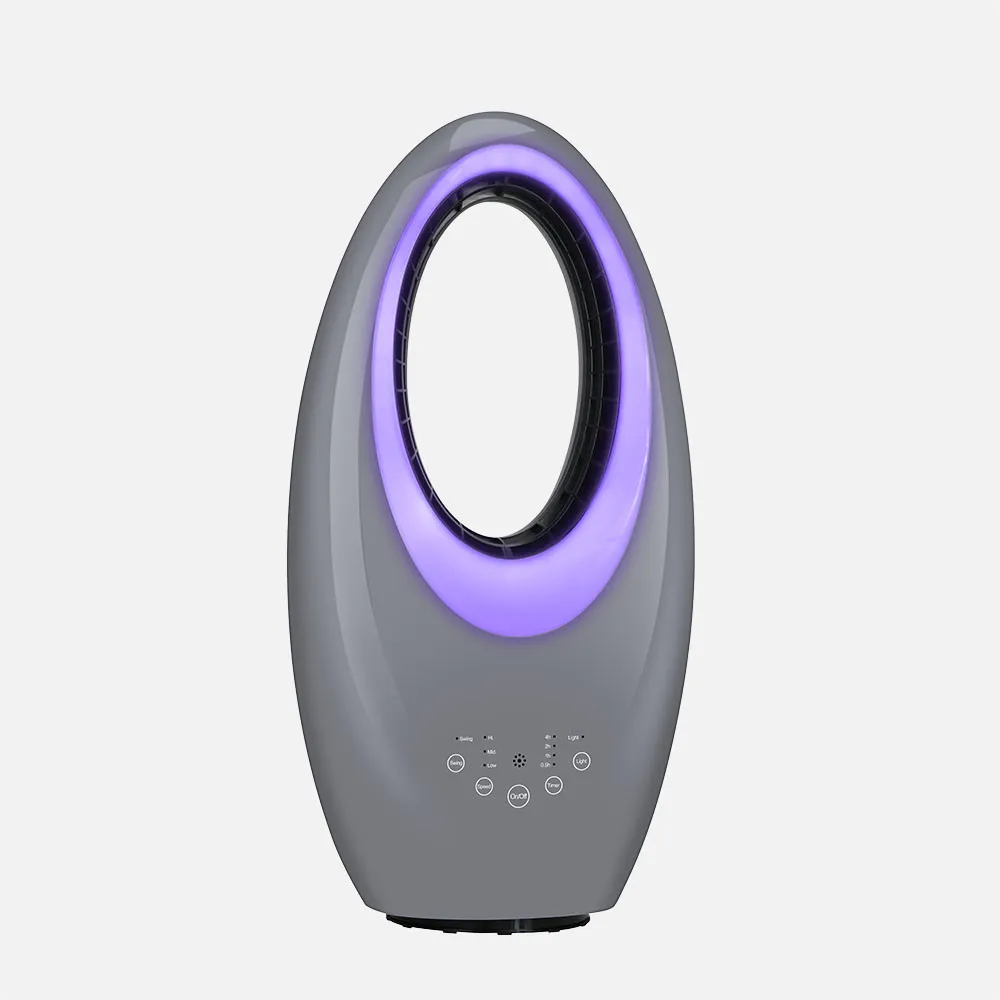 Ventilador Sin Aspas Canales Gris 50w 3velocidades Oscilante 4col.led Tactil C/remoto Y Temporizador 57,5x29x17cm