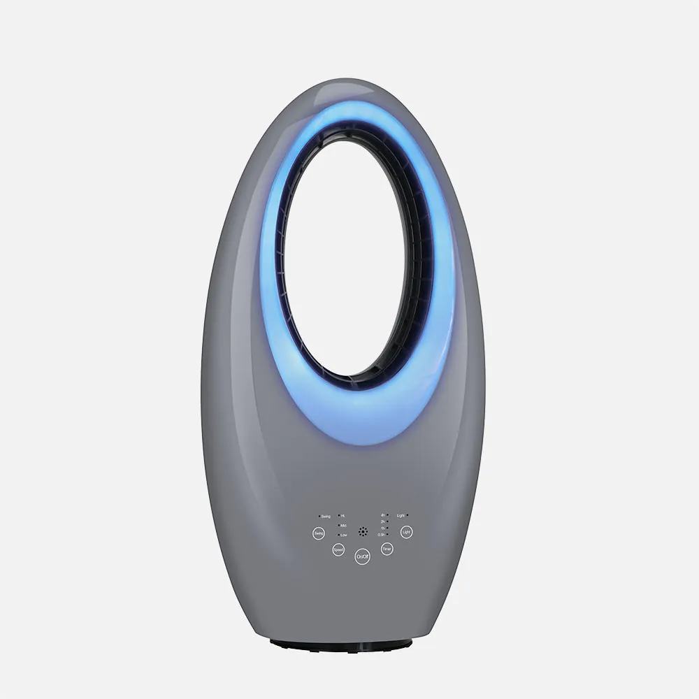 Ventilador Sin Aspas Canales Gris 50w 3velocidades Oscilante 4col.led Tactil C/remoto Y Temporizador 57,5x29x17cm