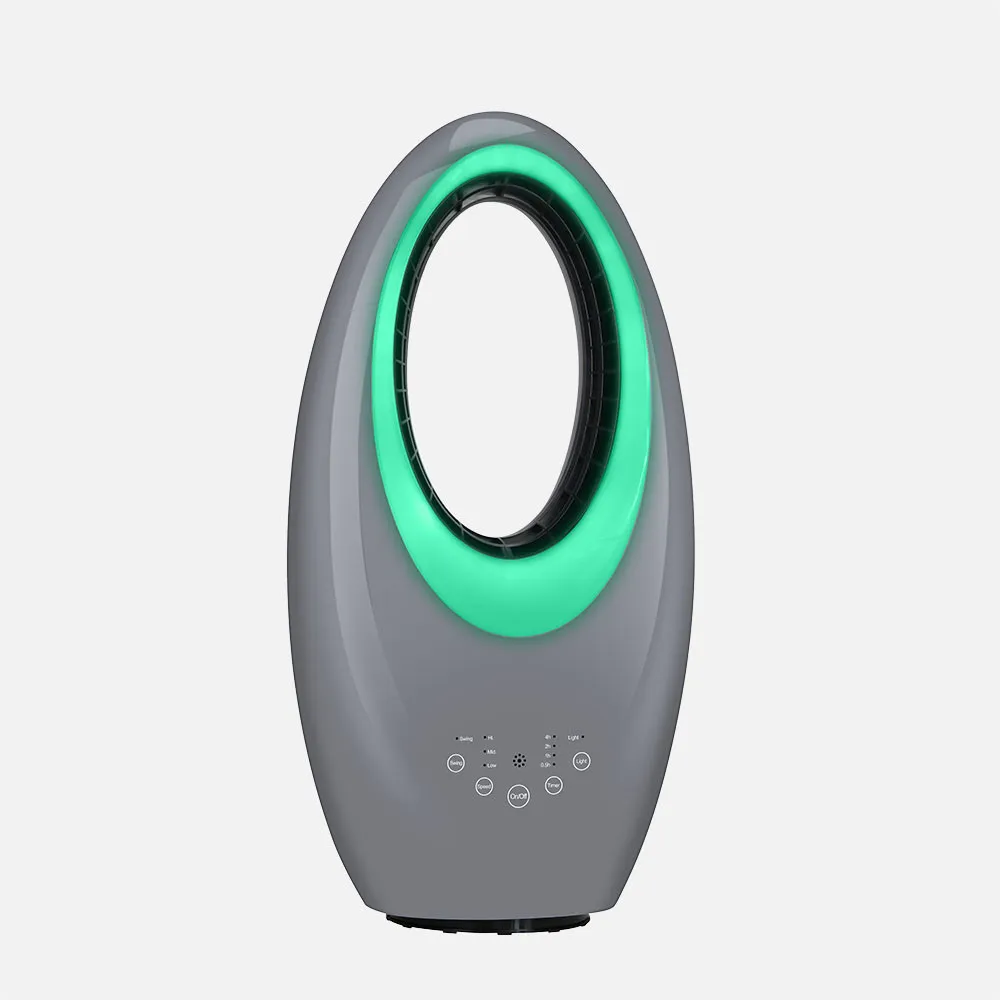 Ventilador Sin Aspas Canales Gris 50w 3velocidades Oscilante 4col.led Tactil C/remoto Y Temporizador 57,5x29x17cm