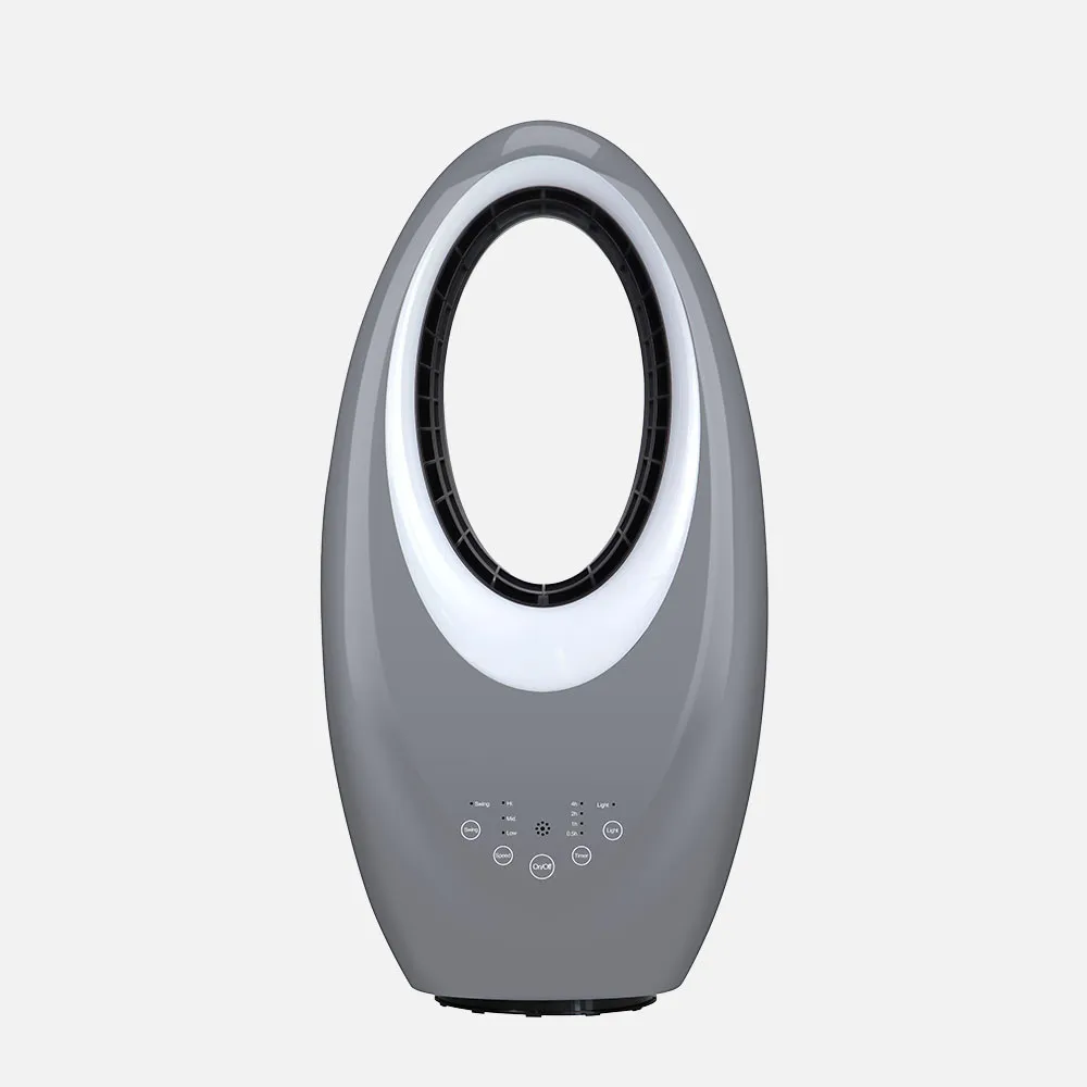 Ventilador Sin Aspas Canales Gris 50w 3velocidades Oscilante 4col.led Tactil C/remoto Y Temporizador 57,5x29x17cm