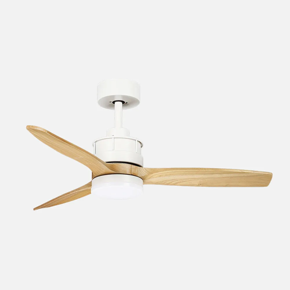 Ventilador Dc Barrax 18w Blanco/haya 3aspas 6vel 106d Luz Opcional 2250lm 3000-4500-6500k Remoto+memoria+temporizador