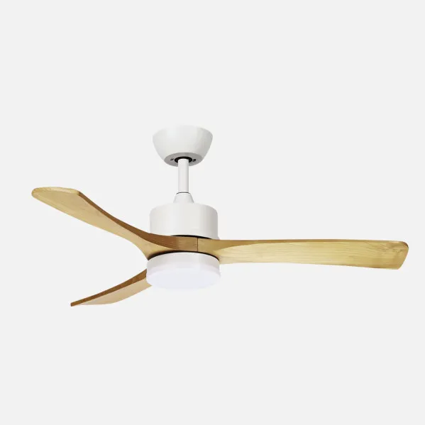 Ventilador Dc Hellin 18w Blanco/haya 3aspas 6vel 106d 2250l m3000-4500-6500k Remoto+memoria+temporizador