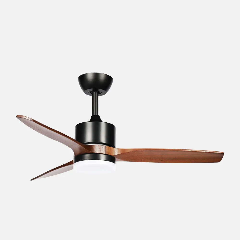 261891336 - Ventilador Dc Montiel 18w Negro/roble 3aspas 6vel 106d Luz Opcional 2250lm 3000-4500-6500k Remoto+memoria+temporizador