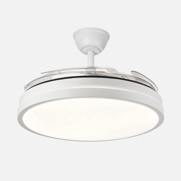 Ventilador Dc Escorpion 59w Blanco 4aspas desplegables 107d Reg.intensidad 6980lm 3000-4000-6000k Remoto+ Temporizador+ Memoria