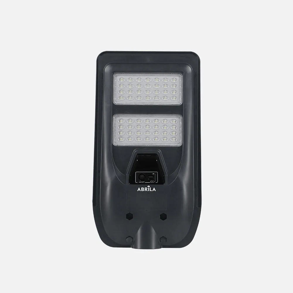 Farola Led Solar Bazan 100w 6500k Gris 1400lm Ip65 C/mando Sensor Movimiento Y Crepuscular 43x24x6cm  