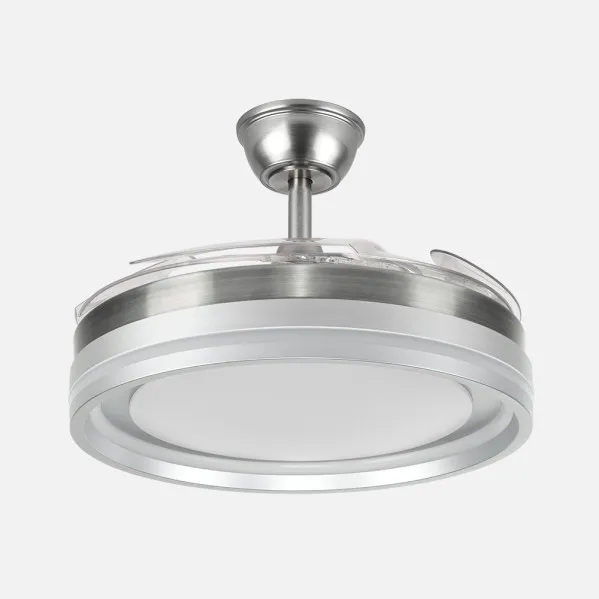 Fan Dc Cerrato Nickel 59w 4blades Pull-out 107d 6980lm 6vel 3000k,4000k,6000k, Remote+dimmer+timer+memory