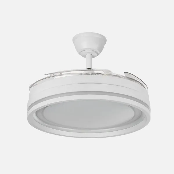 Ventilador Dc Cerrato Blanco 59w 4aspas Desplegables 107d 6980lm 6vel 3000k,4000k,6000k, Remoto+reg.intens.+temporizador+memoria