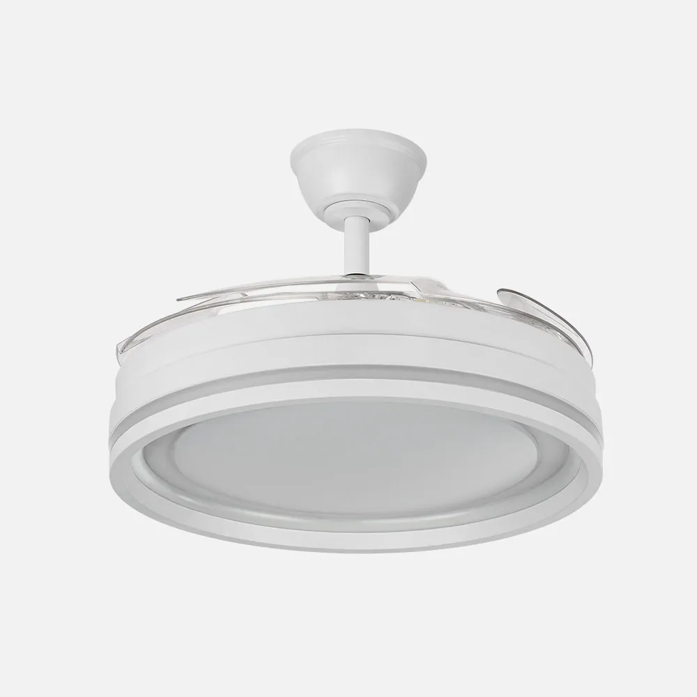 Ventilador Dc Cerrato Blanco 59w 4aspas Desplegables 107d 6980lm 6vel 3000k,4000k,6000k, Remoto+reg.intens.+temporizador+memoria