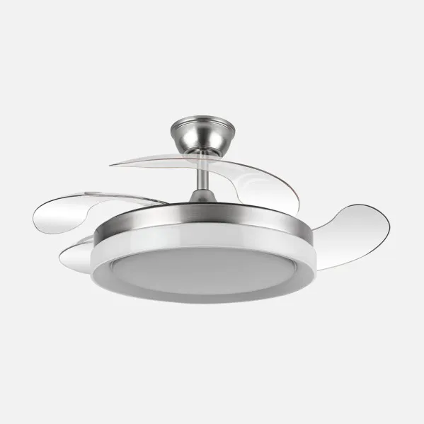 Ventilador Dc Zenit Niquel 59w 4aspas despegables 107d 6980lm 6vel 3000k,4000k,6000k, Remoto+reg.intens.+temporizador+memoria