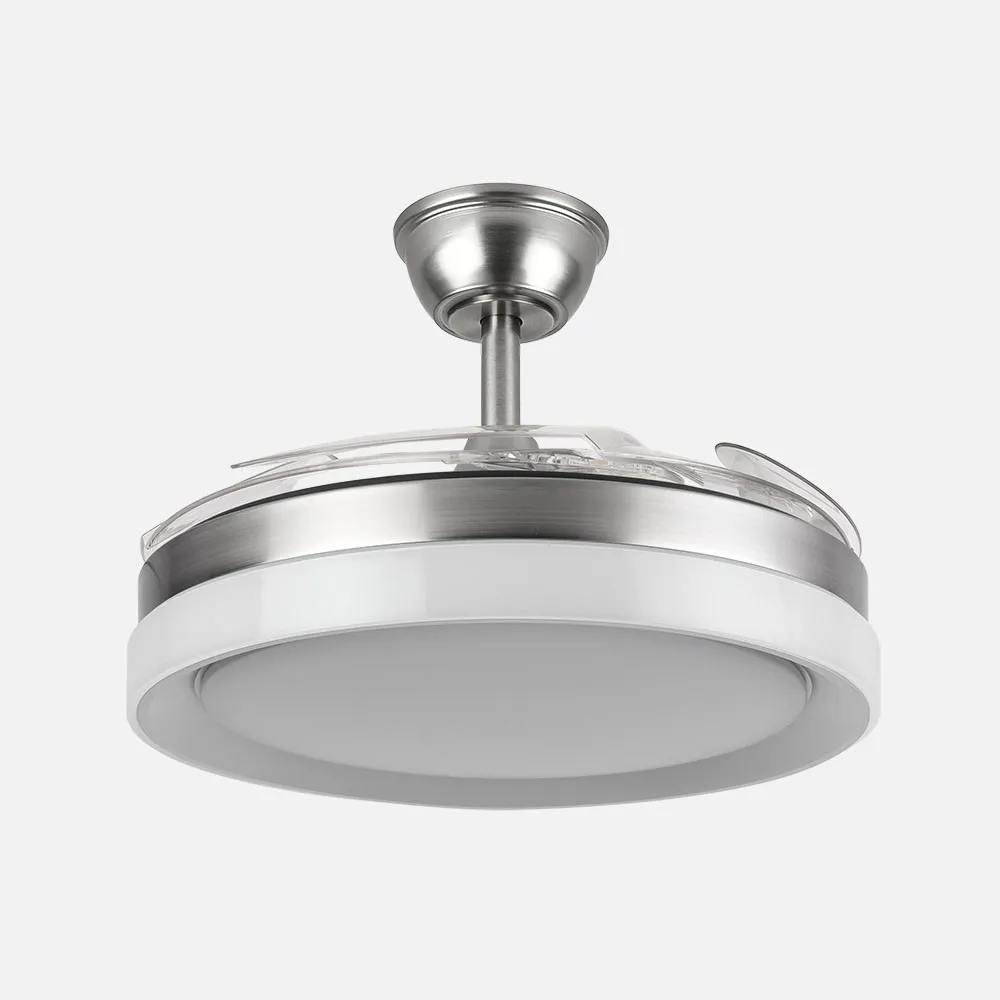 Ventilador Dc Zenit Niquel 59w 4aspas despegables 107d 6980lm 6vel 3000k,4000k,6000k, Remoto+reg.intens.+temporizador+memoria