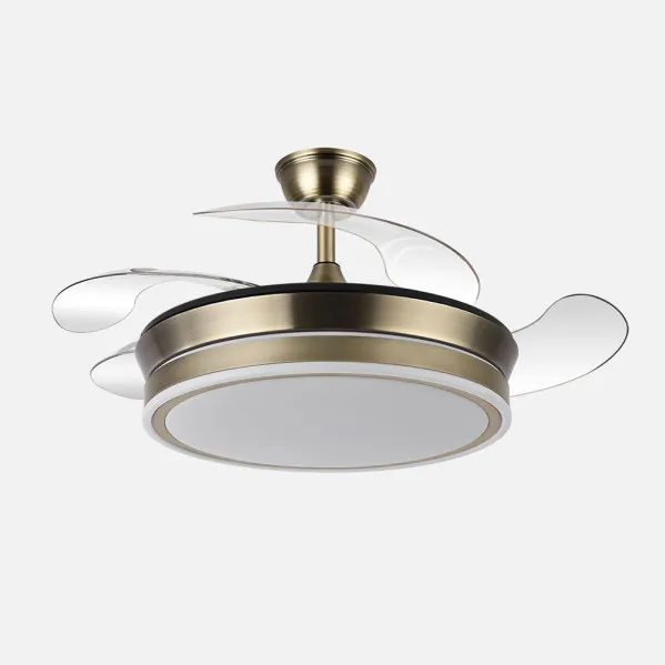 Ventilador Dc Bayomo Cuero 59w 6980lm 91d 4asp.desplegables 3000-4000-6000k Remoto, Regulable Intensidad, Temporizador, Memoria