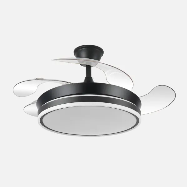 Ventilador Dc Bayomo Negro 59w 6980lm 91d 4asp.desplegables 3000-4000-6000k Remoto, Regulable Intensidad, Temporizador, Memoria