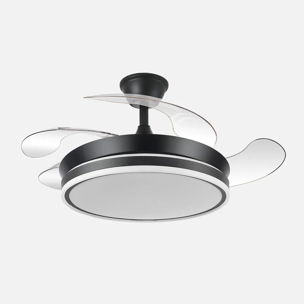 142599009 - Ventilador Dc Bayomo Negro 59w 6980lm 91d 4asp.desplegables 3000-4000-6000k Remoto, Regulable Intensidad, Temporizador, Memoria