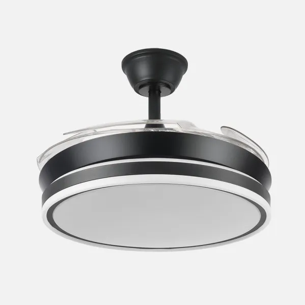 Ventilador Dc Bayomo Negro 59w 6980lm 91d 4asp.desplegables 3000-4000-6000k Remoto, Regulable Intensidad, Temporizador, Memoria