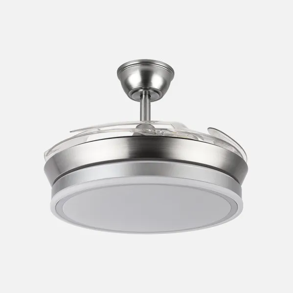 Ventilador Dc Bayomo Niquel 59w 6980lm 91d 4asp.desplegables 3000-4000-6000k Remoto, Regulable Intensidad, Temporizador, Memoria