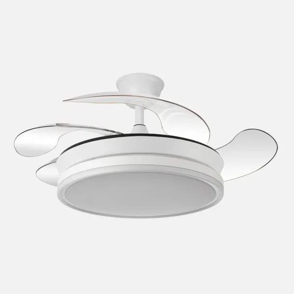 Ventilador Dc Bayomo Blanco 59w 6980lm 91d 4asp.desplegables 3000-4000-6000k Remoto, Regulable Intensidad, Temporizador, Memoria