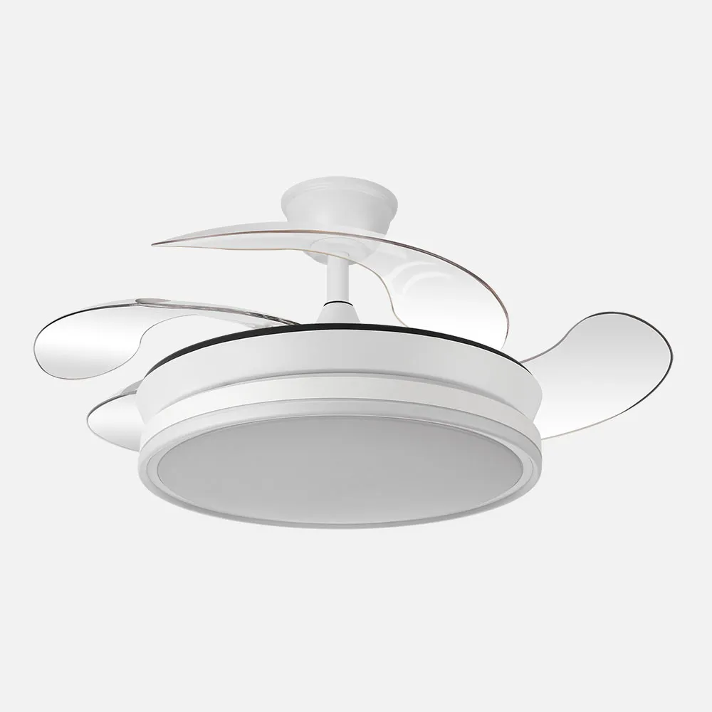 142599001 - Fan Dc Bayomo White 59w 6980lm 91d 4asp.pull-out 3000-4000-6000k Remote, Dimmable Intensity, Timer, Memory