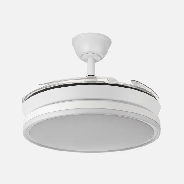 Fan Dc Bayomo White 59w 6980lm 91d 4asp.pull-out 3000-4000-6000k Remote, Dimmable Intensity, Timer, Memory