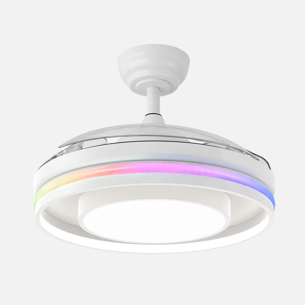 Ventilador Dc Pitufo 57w Blanco 3asp107d 3990lm Rgb  +3000-4500-6500k Reg.intensidad+remoto+memo+temporiz