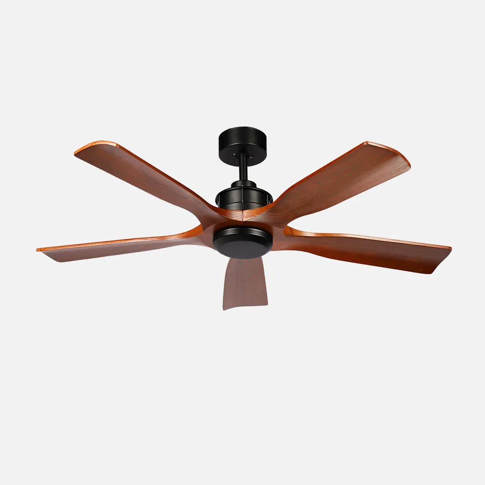 Ventilador Dc Letur 18w Negro/roble 5aspas 6vel 132d Luz Opcional 2250lm 3000-4500-6500k Remoto+memoria+temporizador