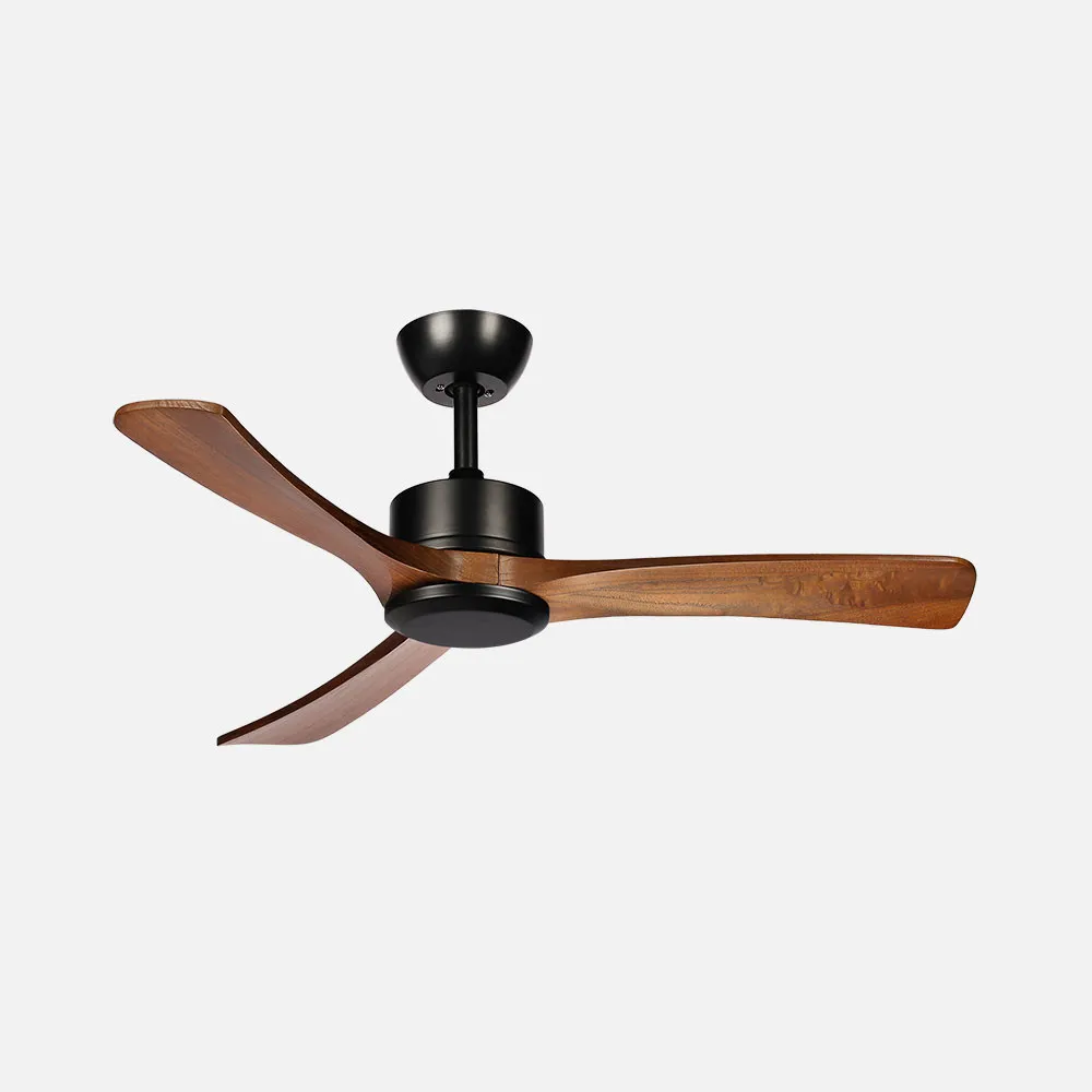 Ventilador Dc Hellin 18w Negro/roble 3aspas 6vel 106d Luz Opcional 2250l m3000-4500-6500k Remoto+memoria+temporizador