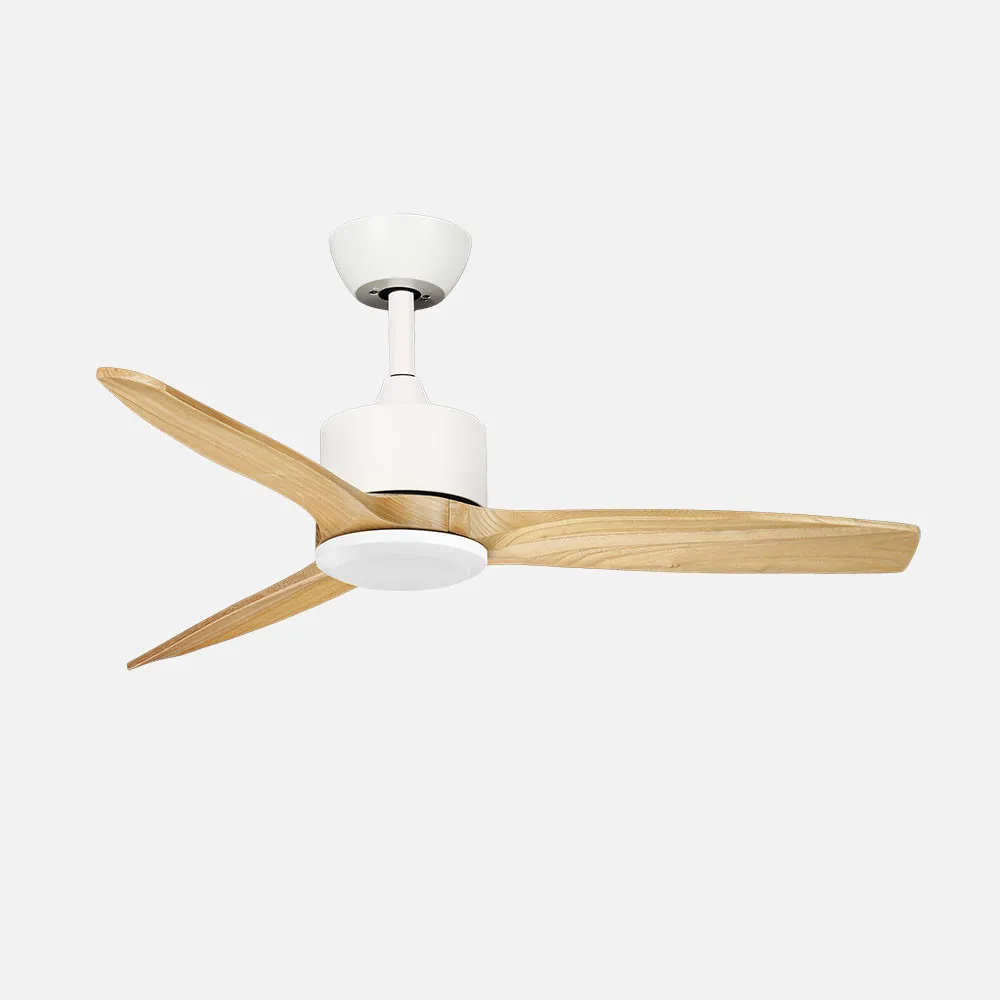 Ventilador Dc Montiel 18w Blanco/haya 3aspas 6vel 106d Luz Opcional 2250lm 3000-4500-6500k Remoto+memoria+temporizador