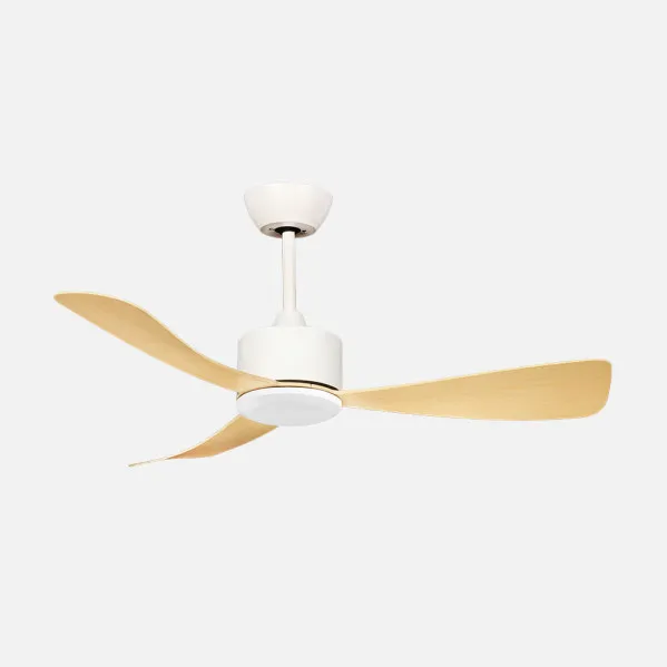 Ventilador Dc Yeste 18w Blanco/haya 3aspas 6vel 106d Luz Opcional 2250lm 3000-4500-6500k Remoto+memoria+temporizador