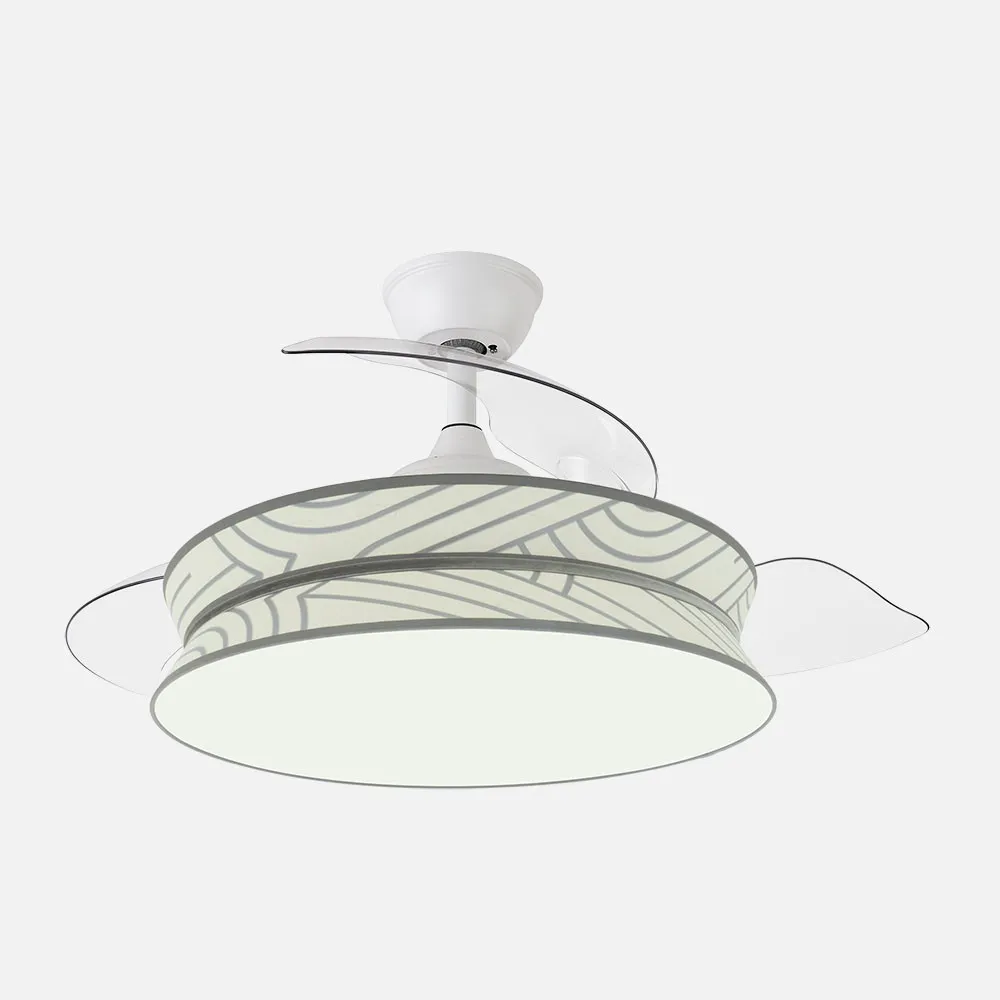 Ventilador Decor 72w Blanco/blanco Plata 108d 3asp  7200lm 3000-4000-6000k Remoto+memo+temp