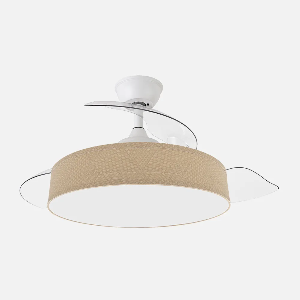 Ventilador Boga 72w Blanco/beis 108d 3asp 7200lm 3000-4000-6000k Remoto+memo+tempo