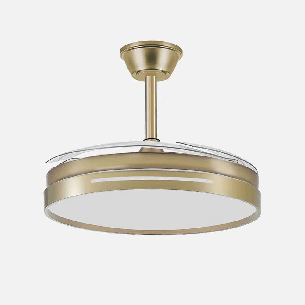 Ventilador Dc 59w Micenas Cuero 4asp.transp.106d  6vel 6980lm 3col Remoto,reg.intensidad,memoria Y Temporizador 26