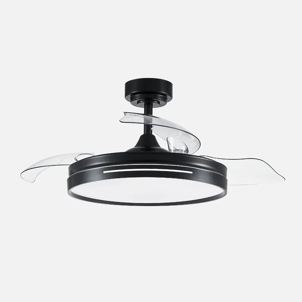 Ventilador DC 72w Micenas Negro 3 Aspas 108d  6 Veloc. 7200lm 3 Colores C/remoto, Memoria Y Temporizador  24