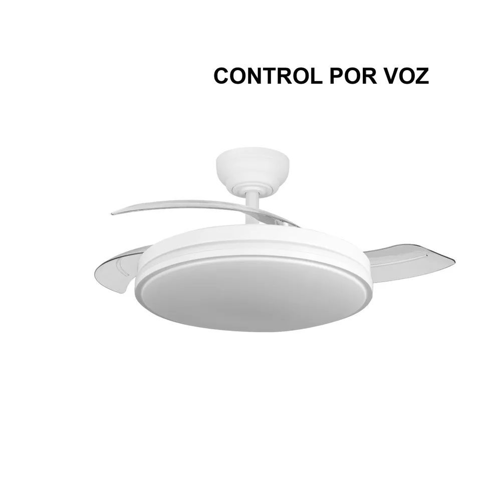 264191301 - Ventilador Dc Parlatore 60w Blanco 3aspas Control X Voz 107d 6980lm 3col.remoto+reg.intensidad+temporizador+memoria