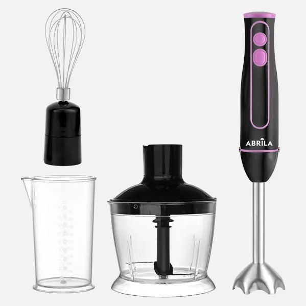 Batidora De Mano Gitana 1500w Dc Negro/lila 2vel Acero Inox.desmontab. y Ergonom.c/vaso+picad+batid 39,5x7,5x7,5cm
