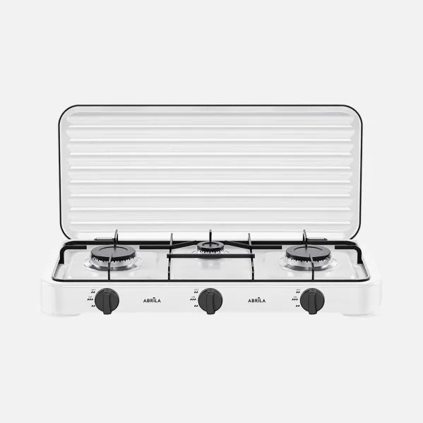 Cocina A Gas Butano Foster Blanca 5400w 3quemador Exterior,tapa Protecc.reg.int.5,5x58x28cm